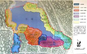 東湖濕地公園七大功能區規劃示意圖。