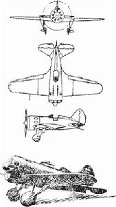 伊-16的三面圖和立體圖