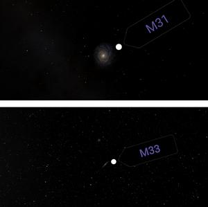 計算機模擬的從M33看M31與從M31看M33