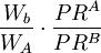 \frac{W_b}{W_A}\cdot\frac{PR^A}{PR^B}