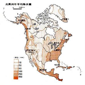 北美洲年均降水量