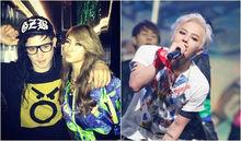 Skrillex和 G-Dragon、CL 的合影