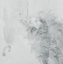 晨釣（中國畫 68cm x 68cm）作者：張長志