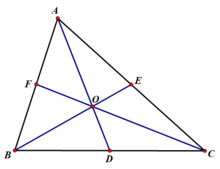 塞瓦定理證明三條中線交於一點