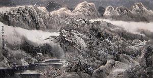 岑寶山《山中飛雪》68X134