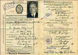1929年金制DRA獎章證書，授予者是Dr.Theodor Wagner。