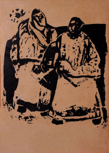 藏區記憶系列（共30件）-烈日（泥刻版畫）33X45CM,1981，吳松