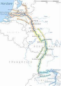 萊茵河谷示意圖（黃綠色段）
