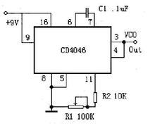 用CD4046的VCO組成的方波發生器電路圖