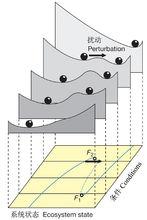 圖1 “杯中彈子”圖示五個不同狀態生態系統的穩定狀態