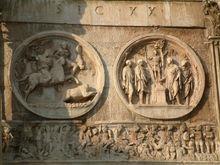君士坦丁凱旋門上繪製的描繪這場戰役的圖畫