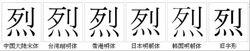 “烈”的字形對比