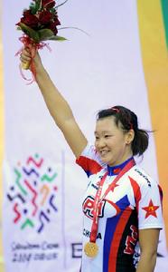 2009年10月19日解放軍選手姜帆獲得全運會女子場地3公里個人追逐賽冠軍