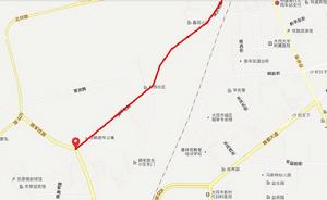 擁軍北路南段（紅線為道路走向）