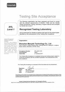 Intertek 授權證書