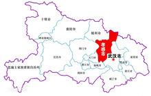 孝感市在湖北省位置（紅色區域部分）