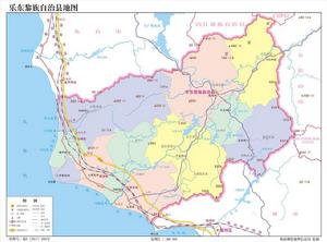 樂東黎族自治縣地圖（黃流鎮在地圖左側）