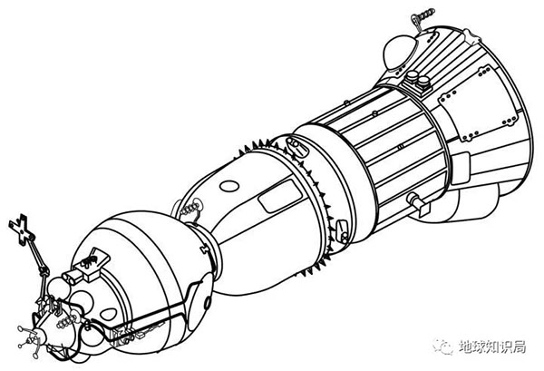 蘇聯登月飛船：“聯盟7K-LOK“飛船線條圖