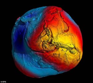 GOCE衛星的一幅新大地水準面圖