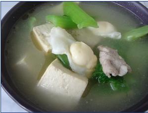 芥菜鶉蛋豆腐肉片湯