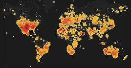全球隕石墜落熱度圖