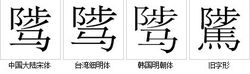 字形對比