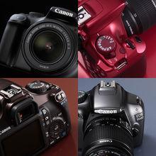 EOS 1100D 紅色、褐色、金屬灰和黑色的機身