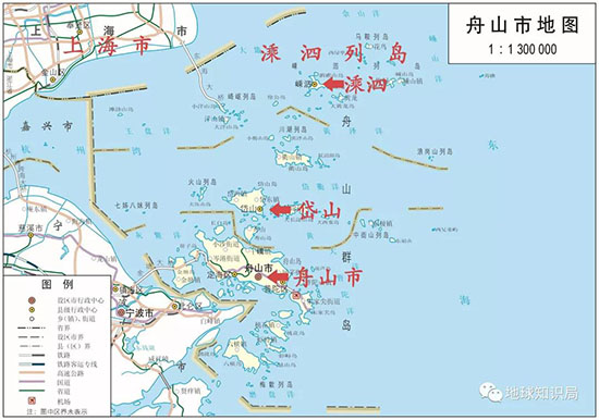 在舟山群島的北端便是溗泗列島了 直線距離上，溗泗縣距離上海比距離舟山市區更近