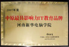 河南新華電腦學院榮譽獎牌