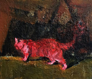 《貓》布面油畫60x70cm陳明華2016年  