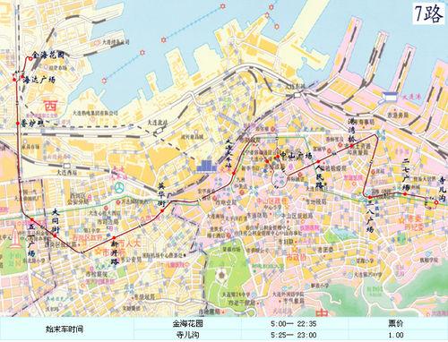 大連公交7路線路走向圖