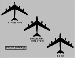 由 Model 464-49到量產型B-52A 的變化圖