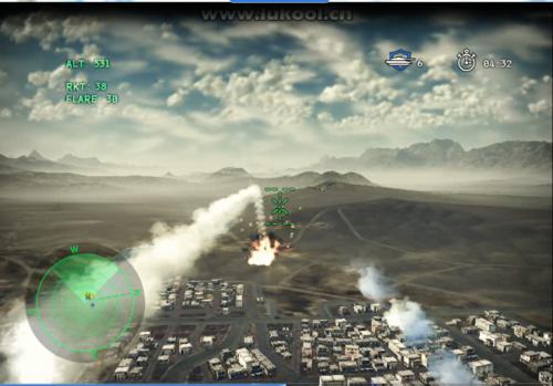 阿帕奇空中突擊發射飛彈擊中目標後的場景