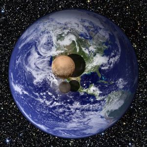 冥王星和卡戎與地球比較