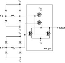 無緩衝CMOS 2輸入或非門