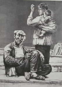 黃河一家人（石版）70x47cm李曉林  1992年