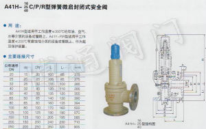 A41H/Y彈簧微啟封閉式安全閥