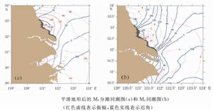 圖2 平滑地形後的M2分潮同潮圖（a）和M4同潮圖（b）