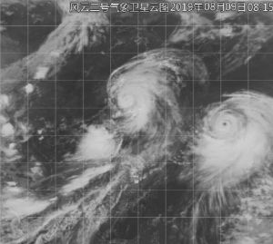 風雲二號氣象衛星雲圖2019年8月9日 08:15