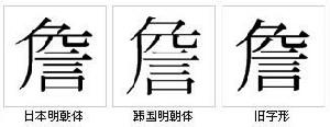 “詹”的字形對比