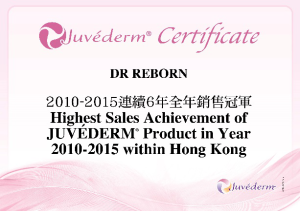 連續6年榮獲美國Allergan藥廠頒發的JUVÉDERM®全年銷售冠軍