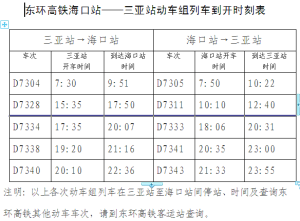 海口火車時刻表