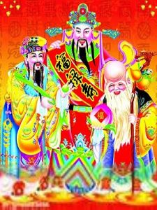 福祿壽[福神、祿星、壽翁的合稱]