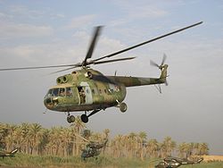 Mi-8運輸直升機是由蘇聯米爾飛機公司研製的雙引擎中型直升機，該機於1967年進入蘇聯空軍服役，除了擔任運輸任務以外，該機還能夠加裝武器進行火力支援。Mi-8除了基本型號外，還有三種衍生型：與蘇聯本身使用的Mi-8M相近的外銷版稱為Mi-17，海軍版稱為Mi-14。改變最大的是蘇聯陸軍使用的Mi-24攻擊直升機。自1961年開始生產以來，到2009年為止，Mi-8一共生產超過1萬2千架，外銷超過80個國家，成為目前世界上產量最大的直升機。類型 運輸直升機 生產公司 米爾莫斯科直升機廠 首次飛行 1961年7月9日 服役 1967年 主要用戶 蘇聯空軍東方集團各國等 生產年份 1961年 - 生產數量 12,000架