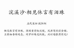 浣溪沙·相見休言有淚珠 浣溪沙·相見休言有淚珠