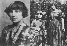 茨維塔耶娃早年照片，右為她與女兒