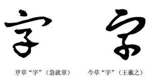 章草字：草  今草字：草