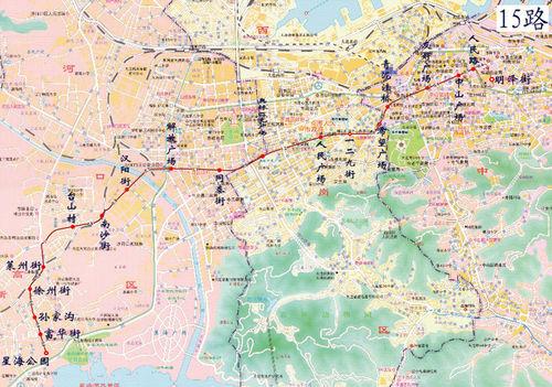 大連公交15路線路走向圖