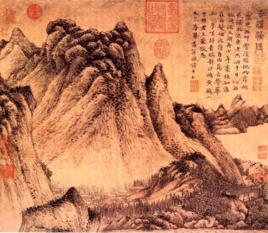 花溪漁隱圖[元代王蒙絹本畫作]