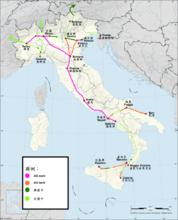 義大利高速鐵路路網圖